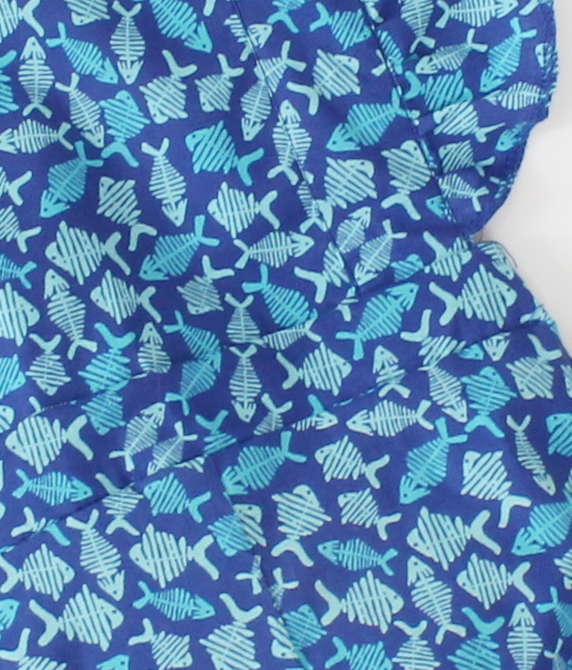 Qvink Fish Printed Romper for Girls-Blue