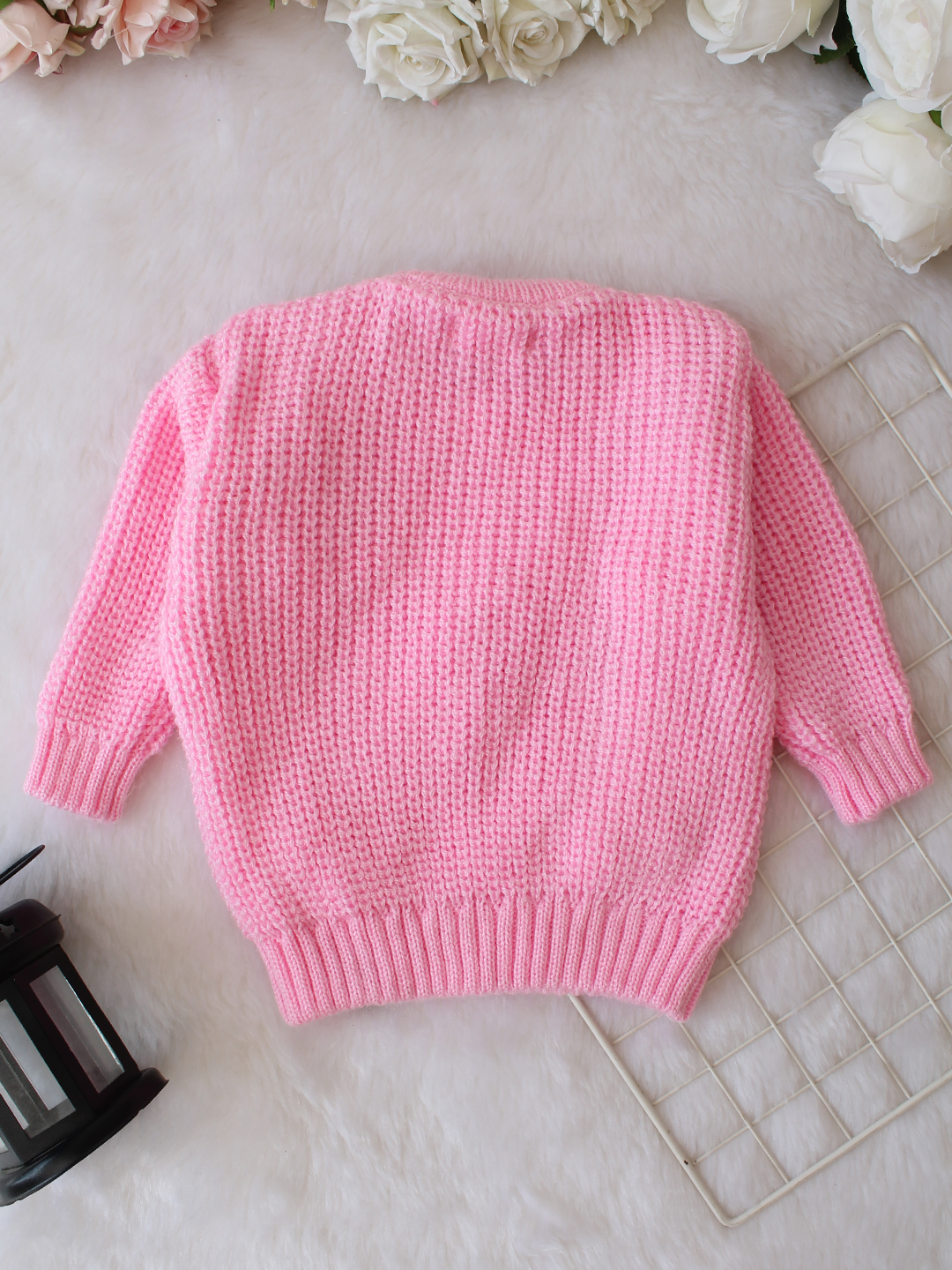 Qvink Knitted Full Sleeves Candy Applique Detailed Sweater - Pink