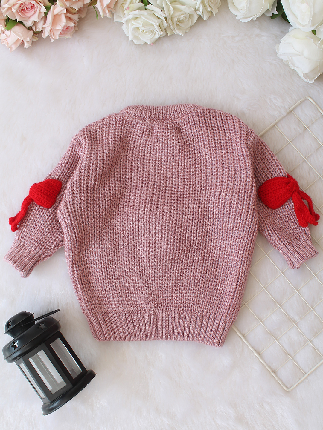 Qvink Knitted Full Sleeves Bow Detailed Sweater - Purple