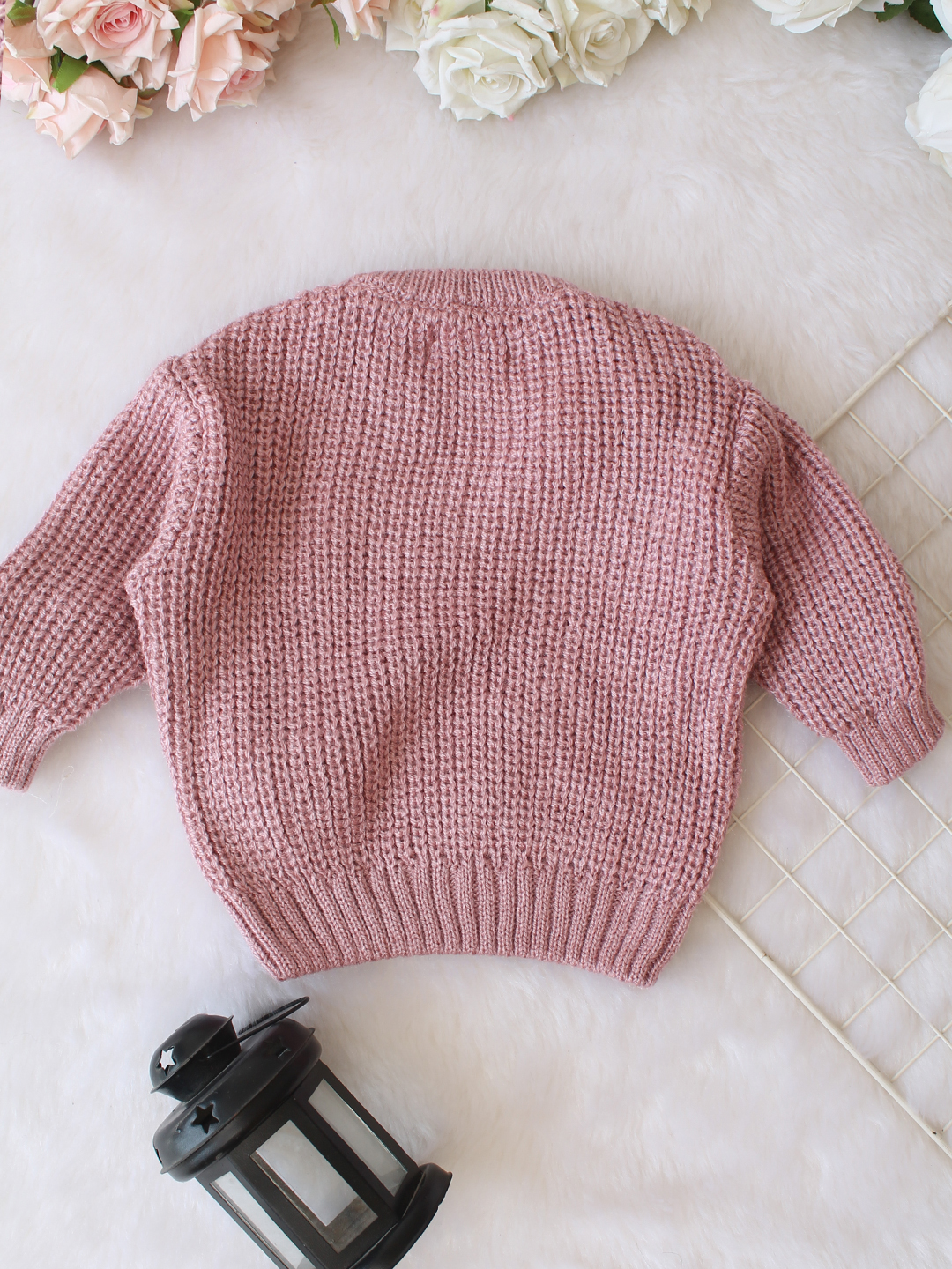 Qvink Knitted Full Sleeves Heart Applique Detailed Sweater - Purple