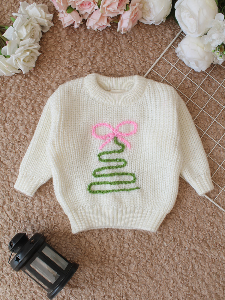 Image of Qvink Knitted Full Sleeves Christmas Tree Designed Sweater - Cream