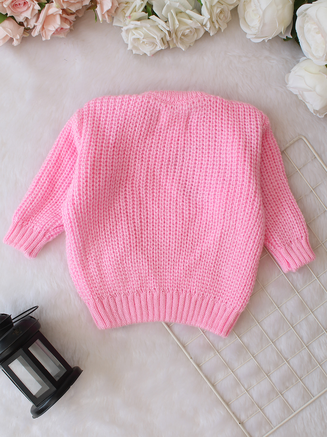 Qvink Knitted Full Sleeves Butterfly Applique Detailed Sweater - Pink