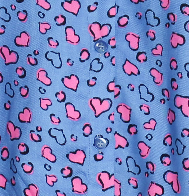 Heart Printed Collar Shirt for Girls - Blue