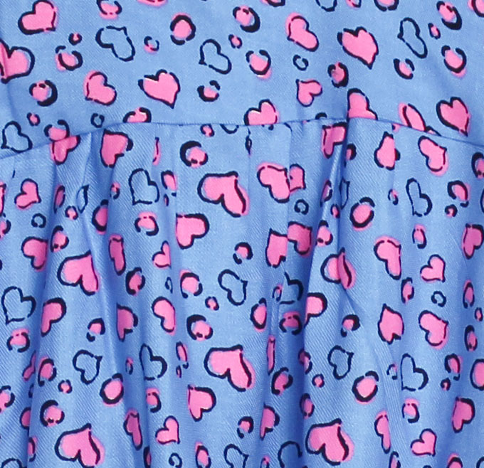 Heart Printed Collar Shirt for Girls - Blue