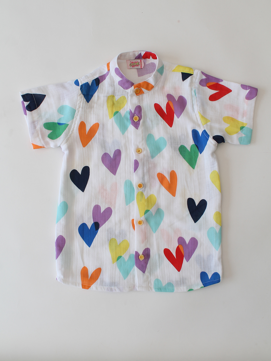 Heart Printed Collar Detailed White Shirt