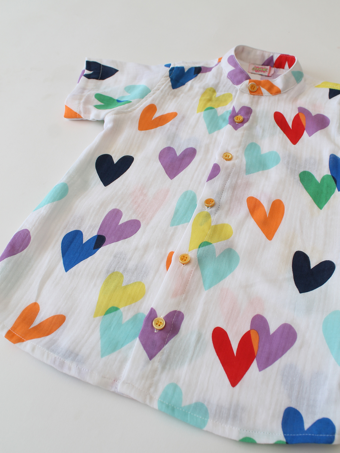 Heart Printed Collar Detailed White Shirt