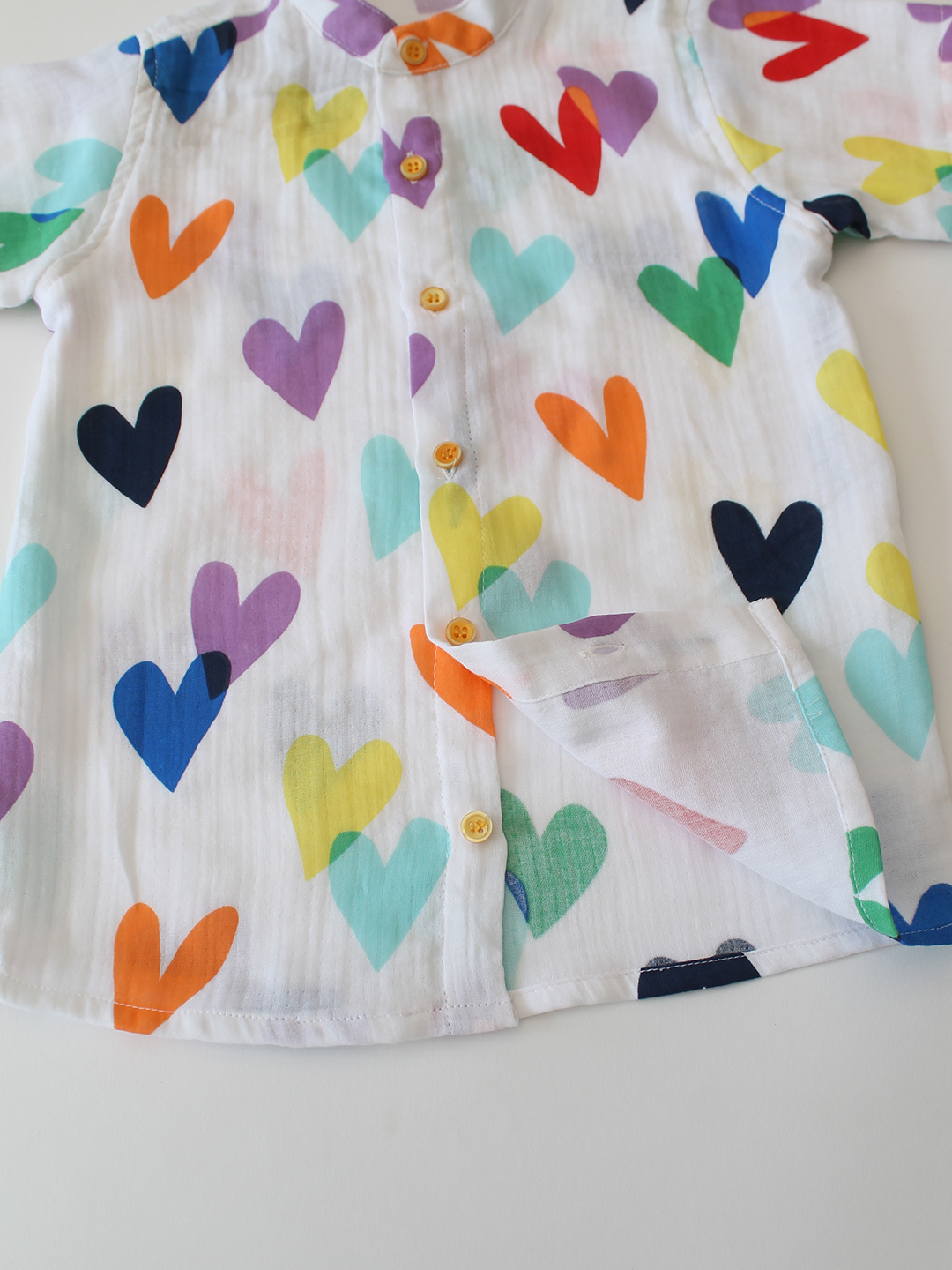 Heart Printed Collar Detailed White Shirt