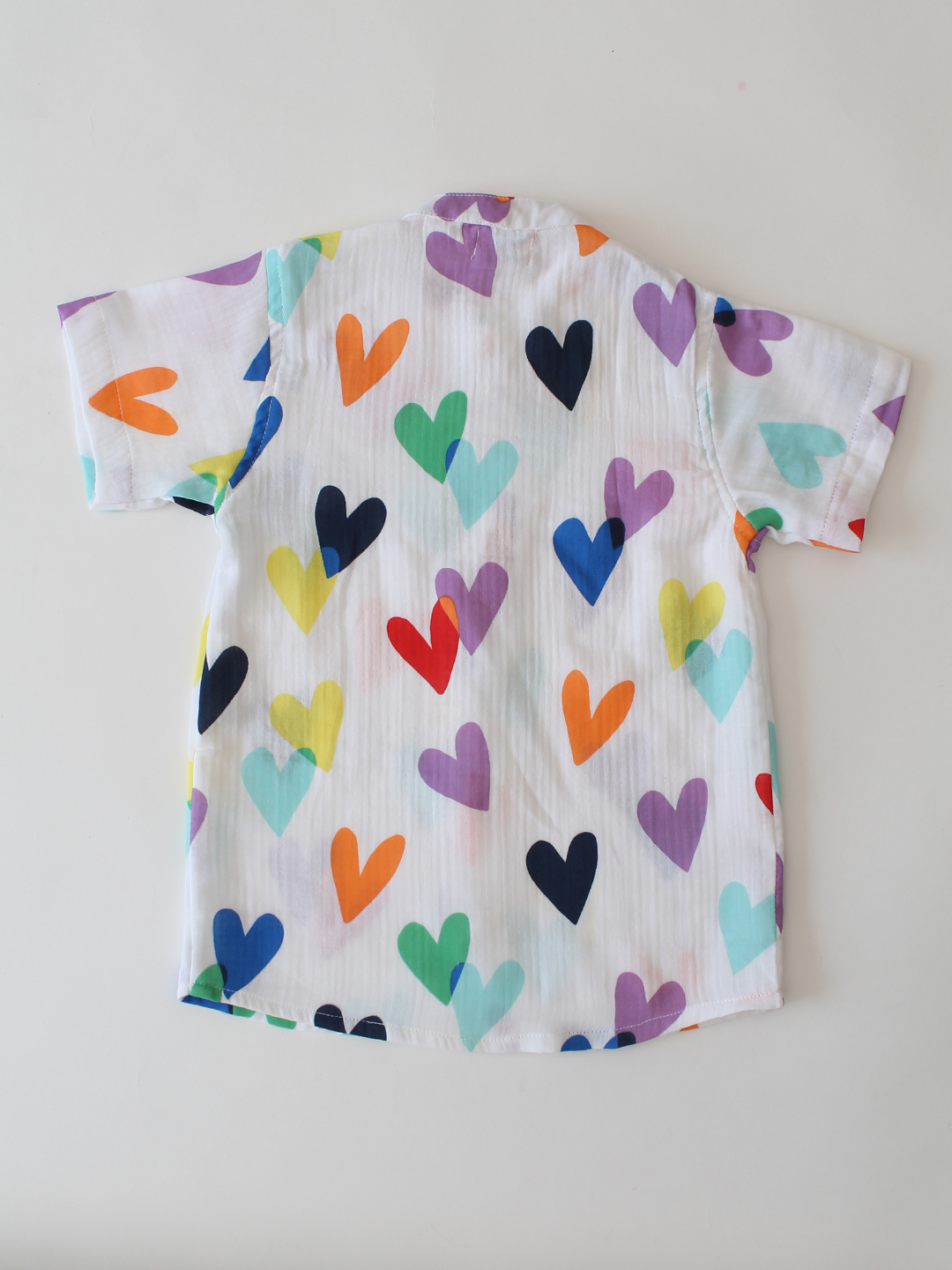 Heart Printed Collar Detailed White Shirt