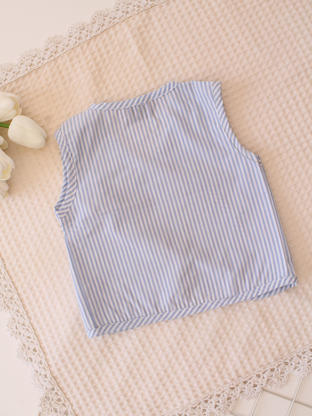 Striped Cotton Jhable - Blue