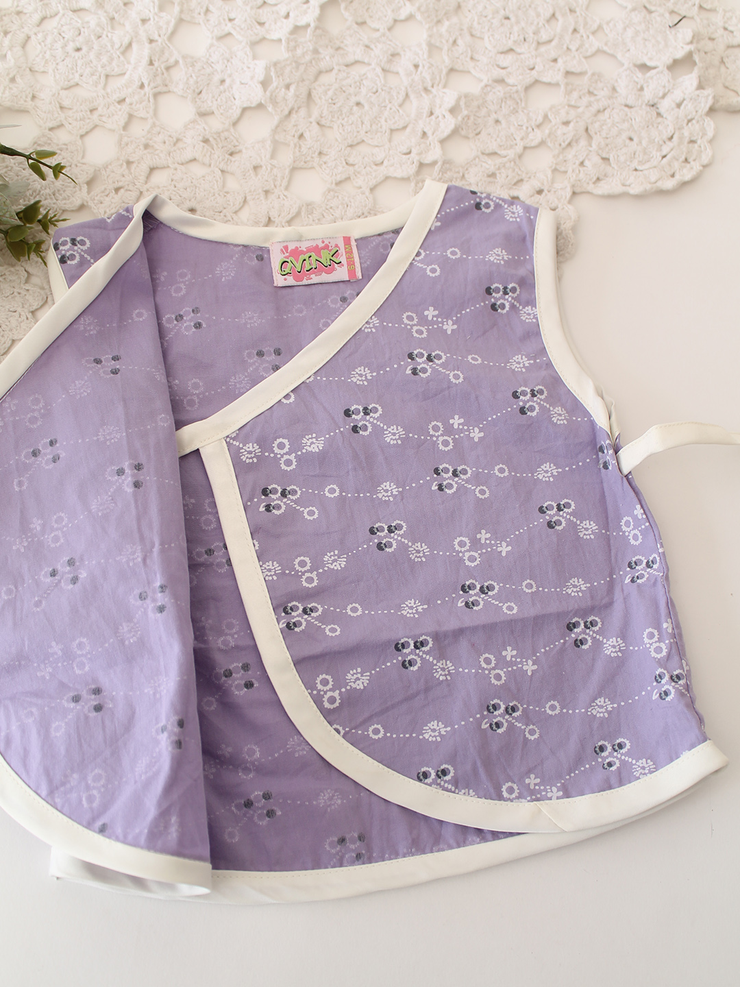 Qvink Printed Cotton Jhabla - Lavender