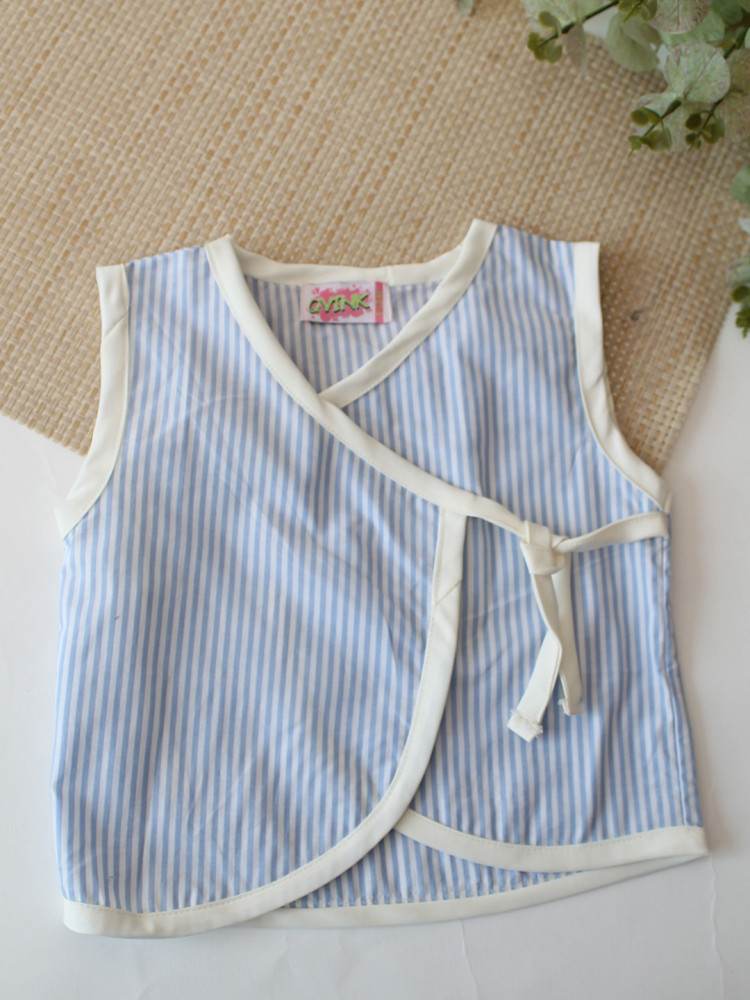 Image of Qvink Striped Cotton Jhabla - Blue