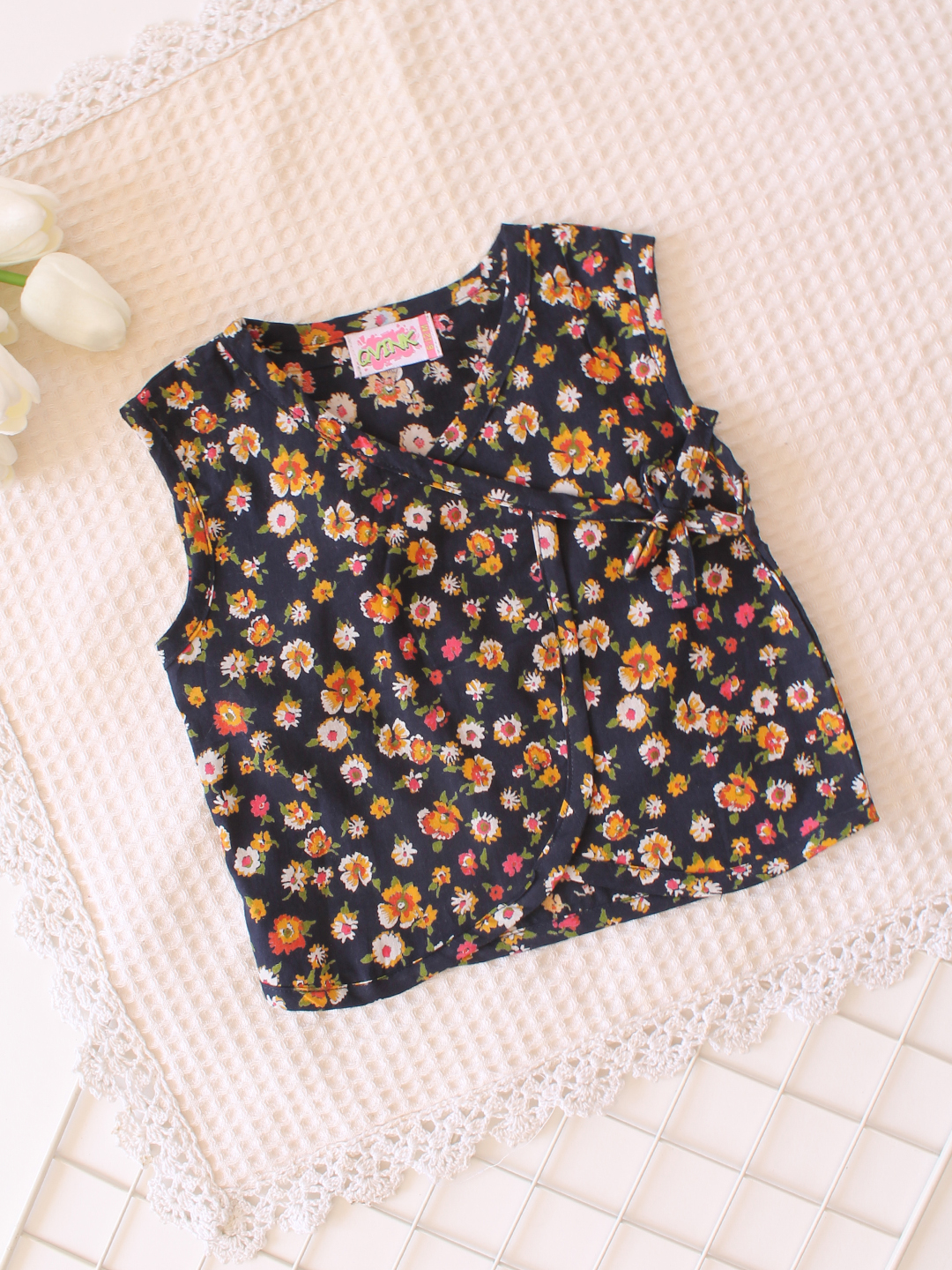 Floral Print Infant Cotton Jhabla - Multicolor