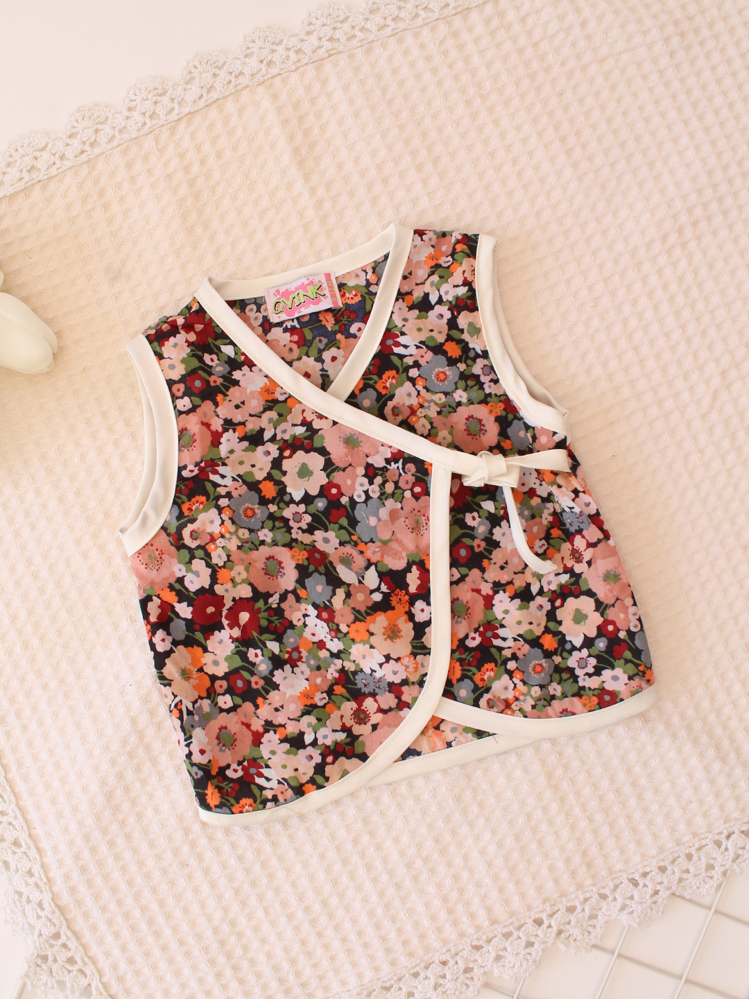 Qvink Sleeveless Multi Floral Print Infant Cotton Vest - Multicolor