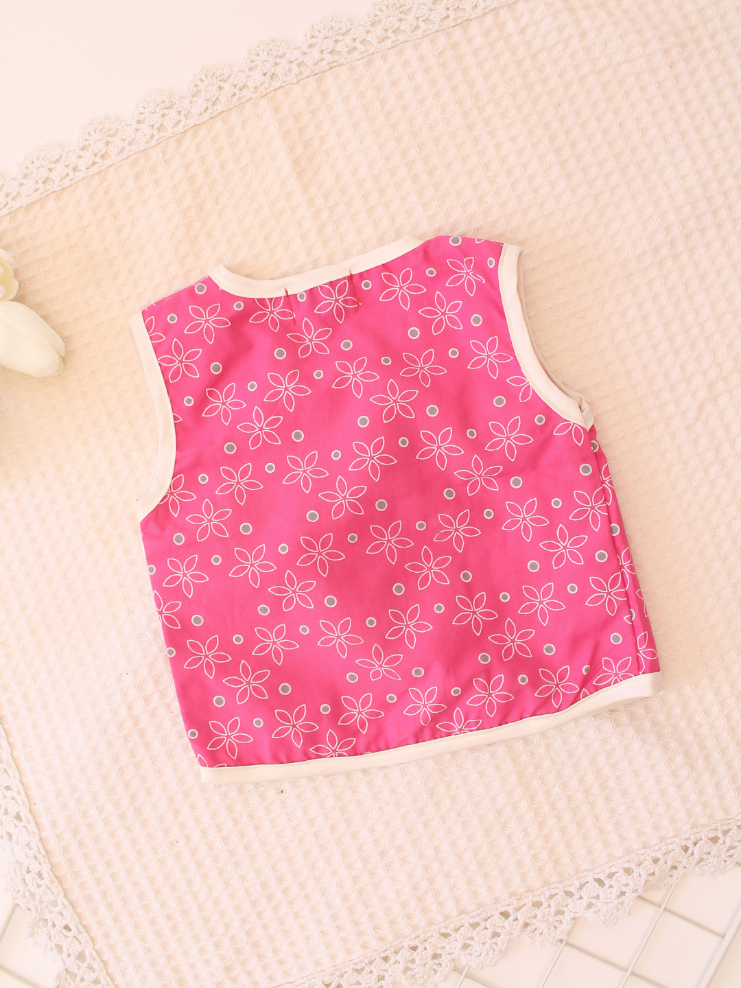 Qvink Sleeveless Floral Print Infant Cotton Vest - Pink