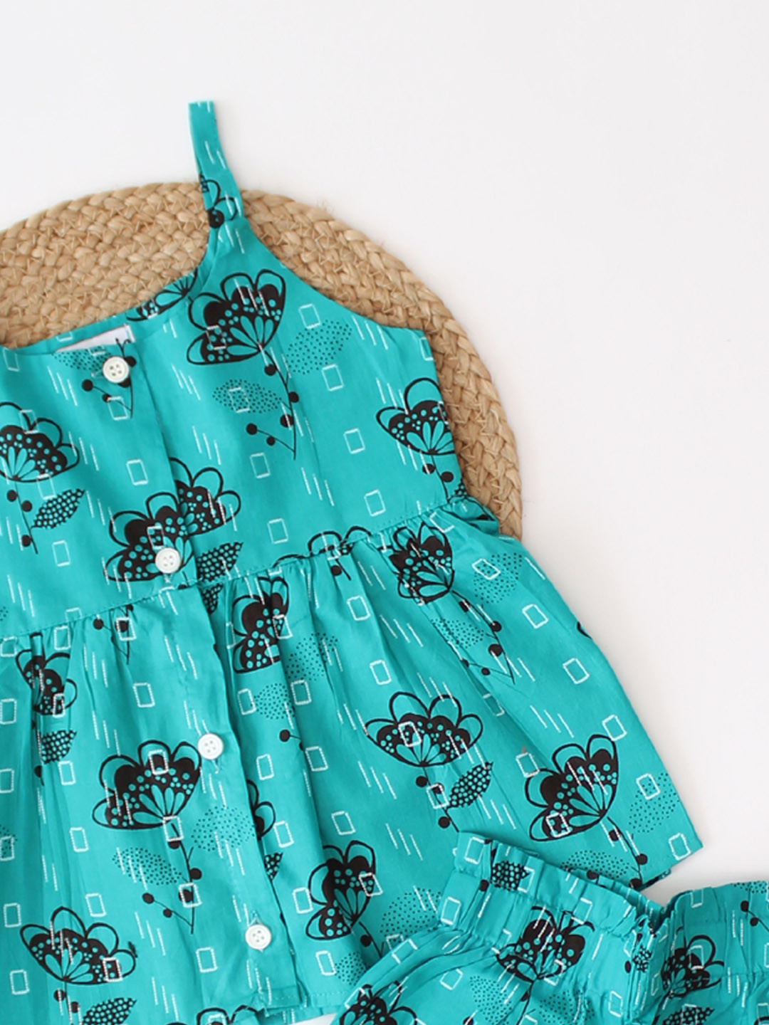 Qvink Butterfly Printed 2 Pieces Summer Dress - Sea Green
