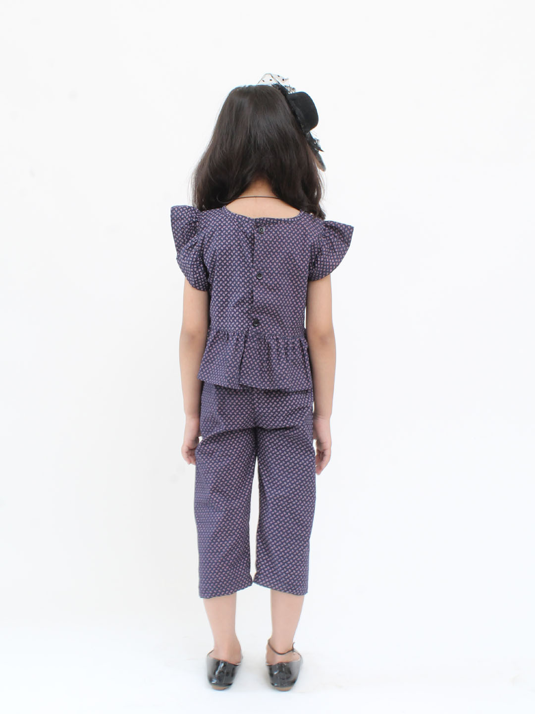 Qvink Cap Sleeves Dots Printed Top Summer Co ord Set - Blue