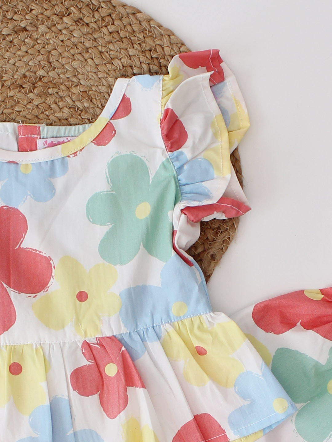 Qvink Frill Sleeves Floral Printed Summer Pant Set - Multi