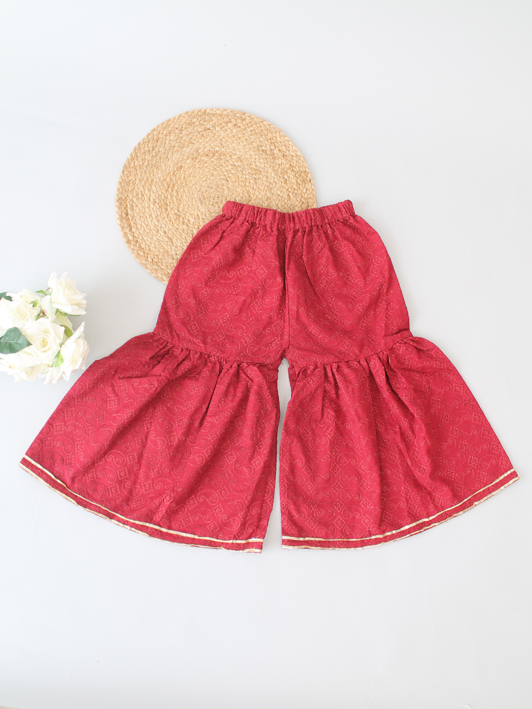 Qvink Half Sleeves Embroidered Co-ord Ethnic Set - Maroon