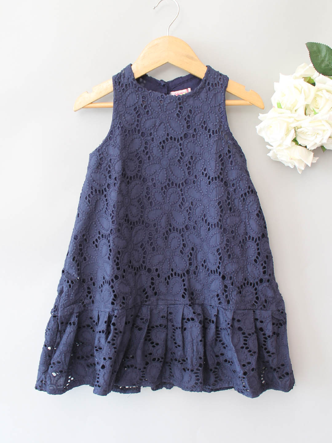 Qvink Sleeveless Back Button Closure Dress - Navy Blue
