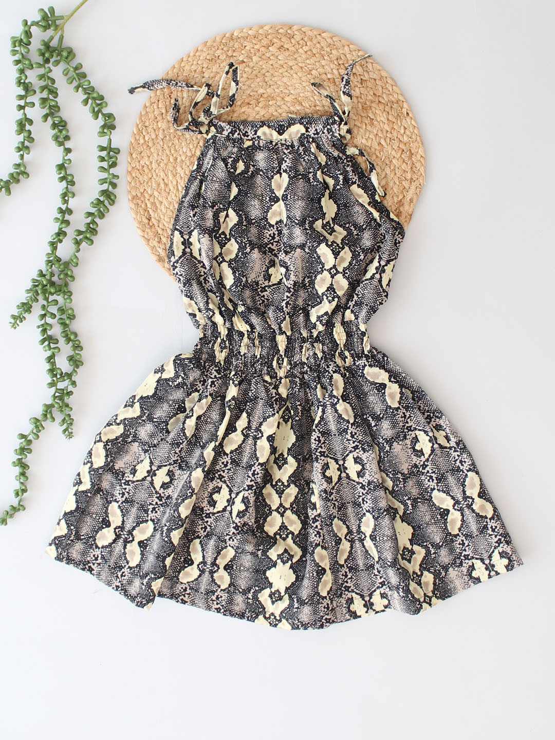 Qvink Sleeveless Snake Skin Printed Dress - Black