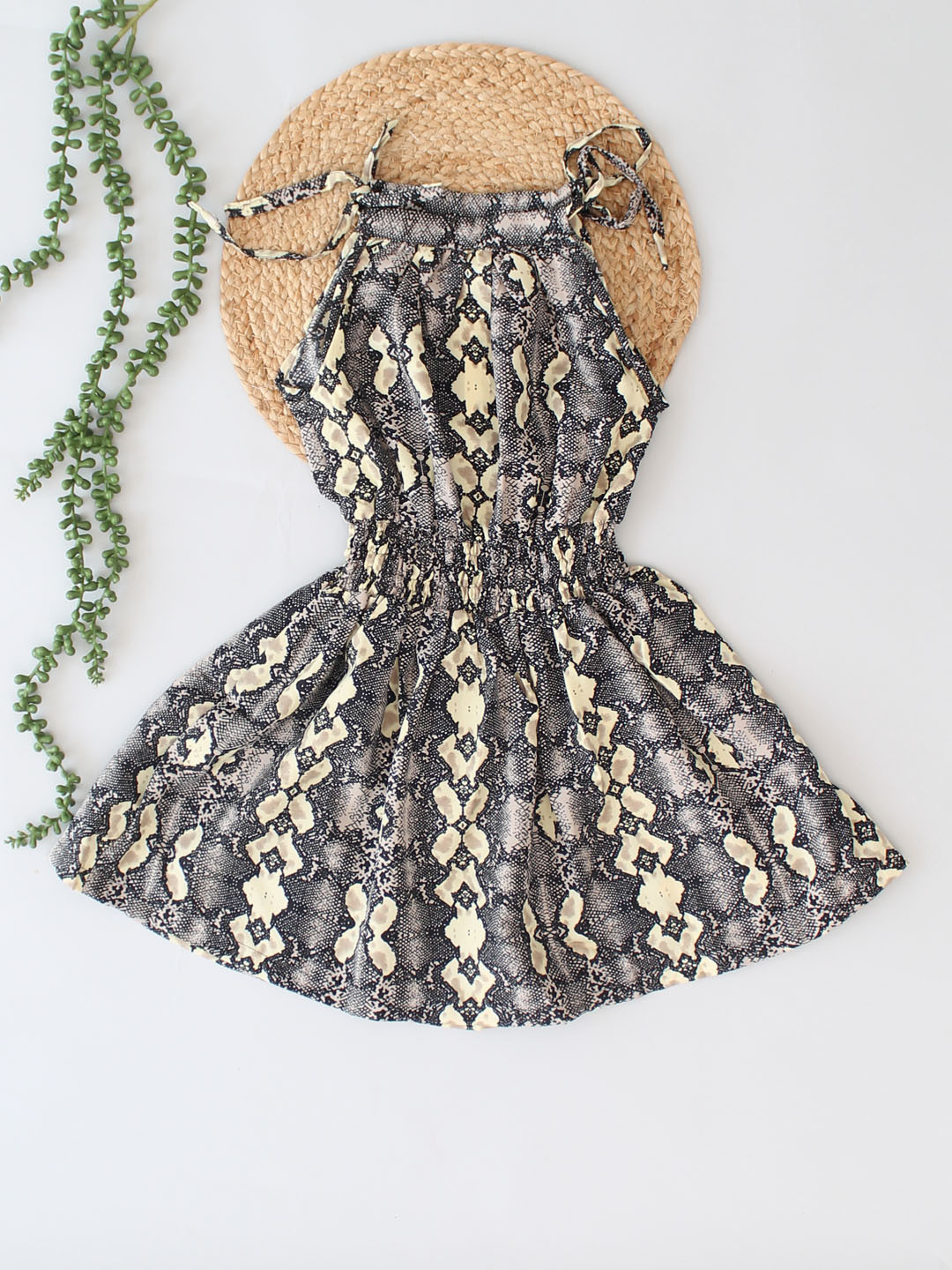 Qvink Sleeveless Snake Skin Printed Dress - Black