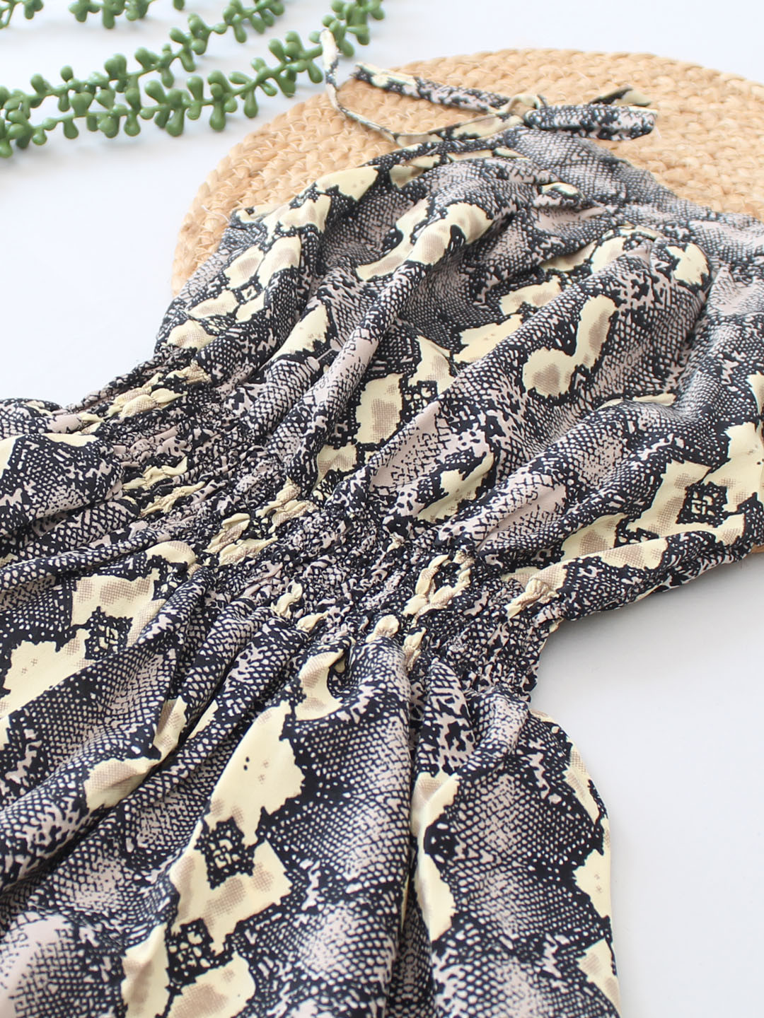 Qvink Sleeveless Snake Skin Printed Dress - Black
