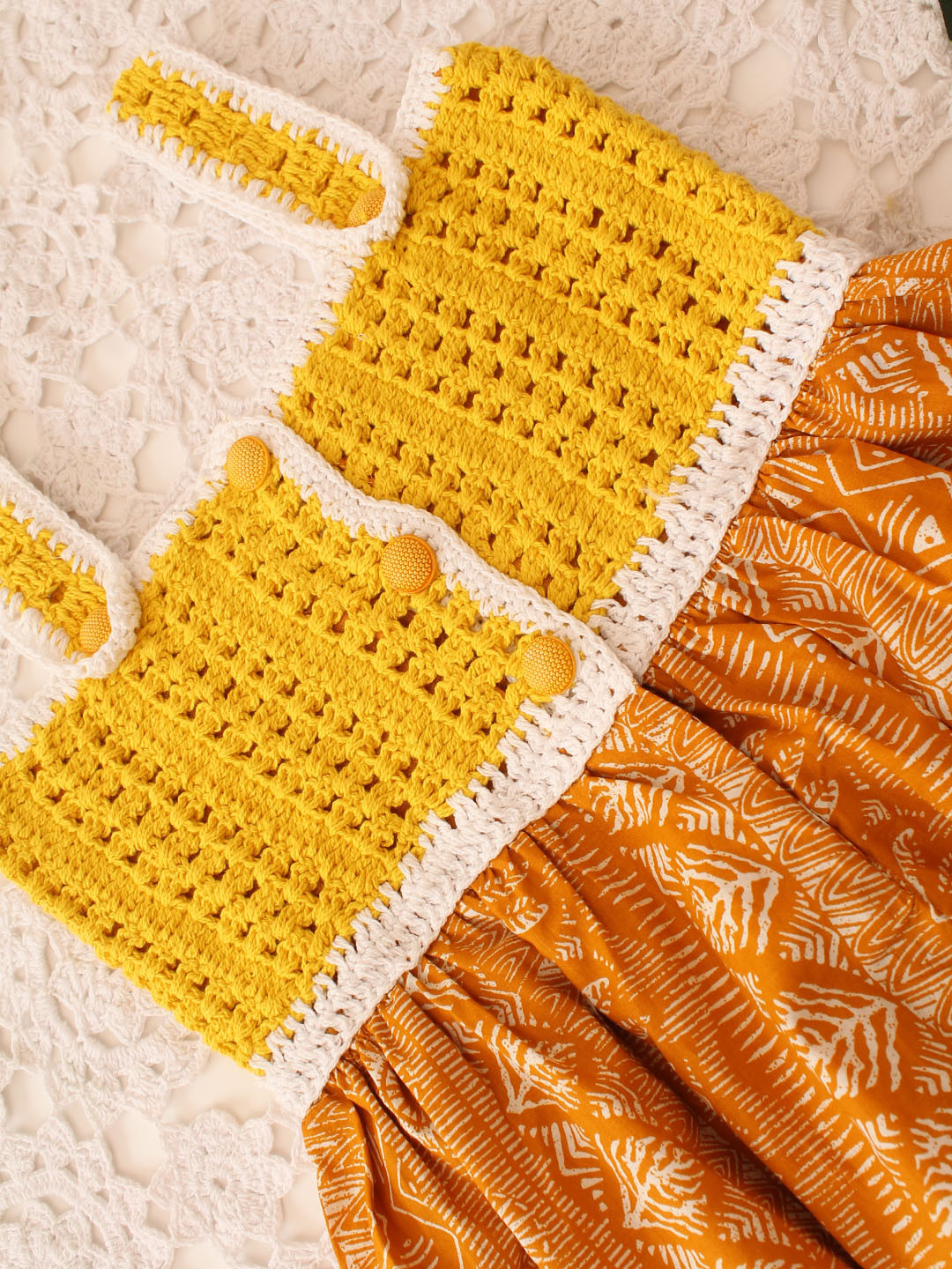 Qvink Sleeveless Summer Crochet Detail Girls Dress - Yellow