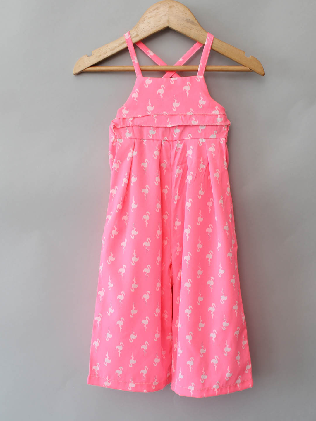 Qvink Sleeveless Swan Printed Frill Detail Summer Dress - Pink