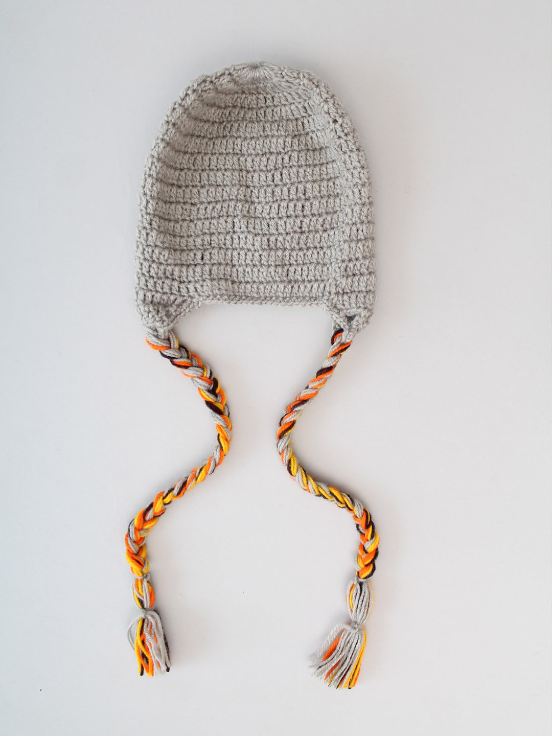 Rainbow Knit Braided Hat - Grey