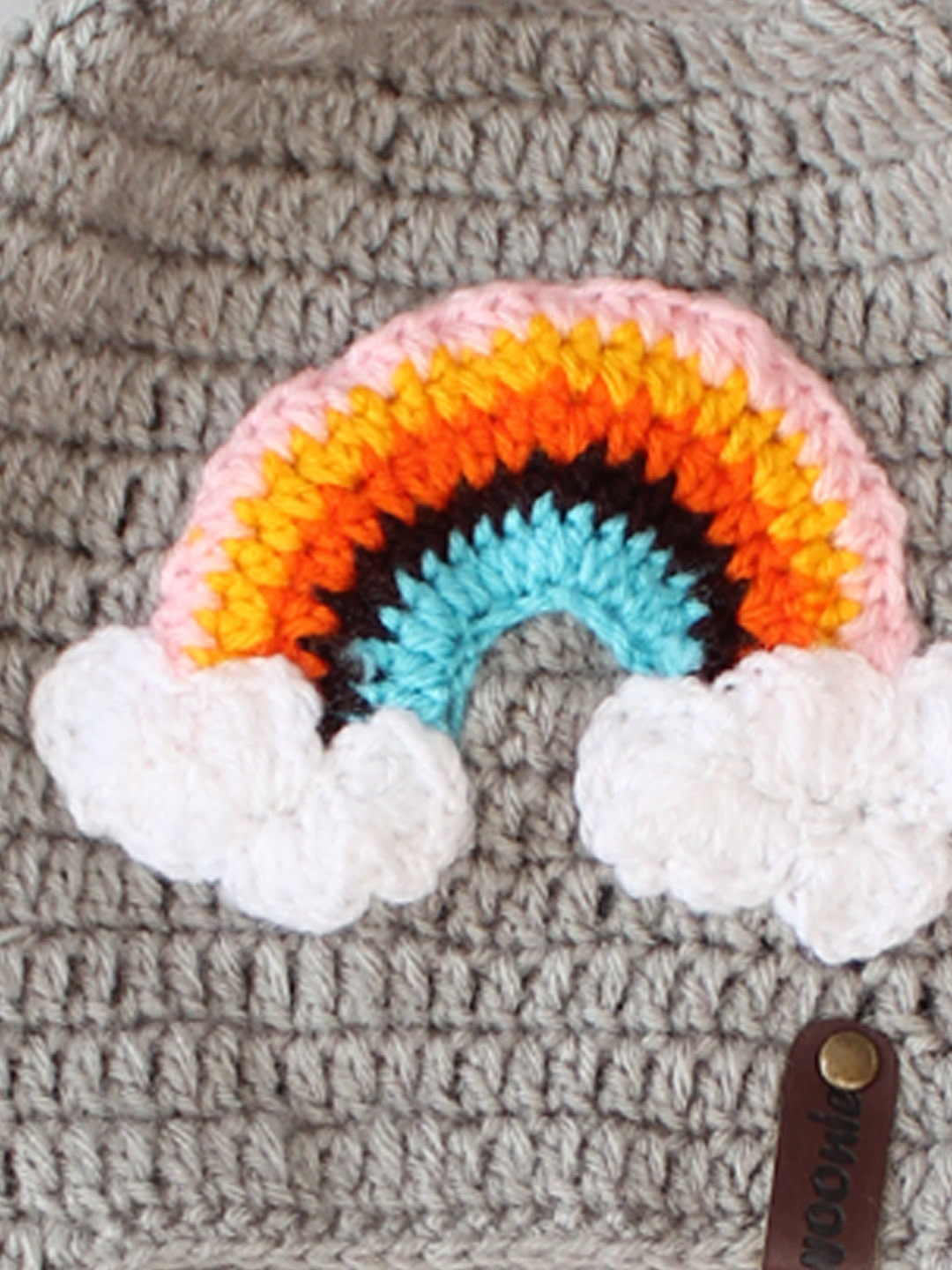 Rainbow Knit Braided Hat - Grey