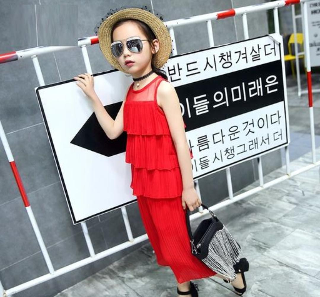 Red Frill Culottes Set