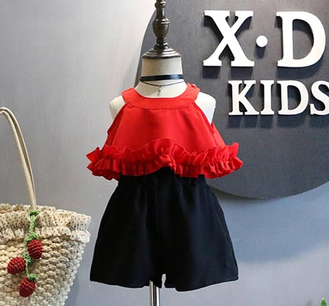 Red Frill Top with Shorts