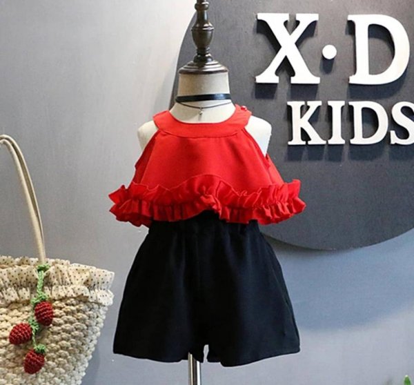 Image of Red Frill Top with Shorts