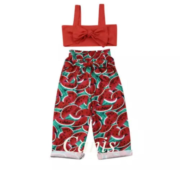 Red Watermelon Printed Pants with Top