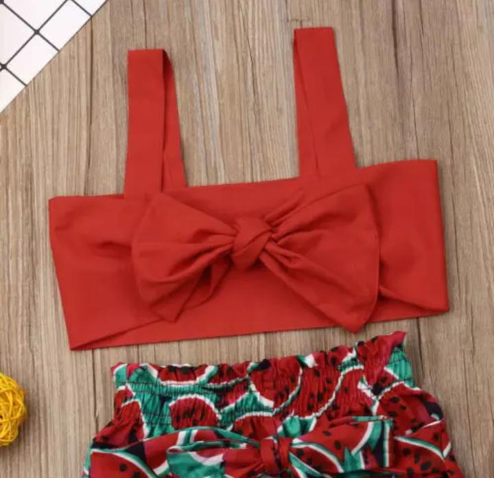Red Watermelon Printed Pants with Top