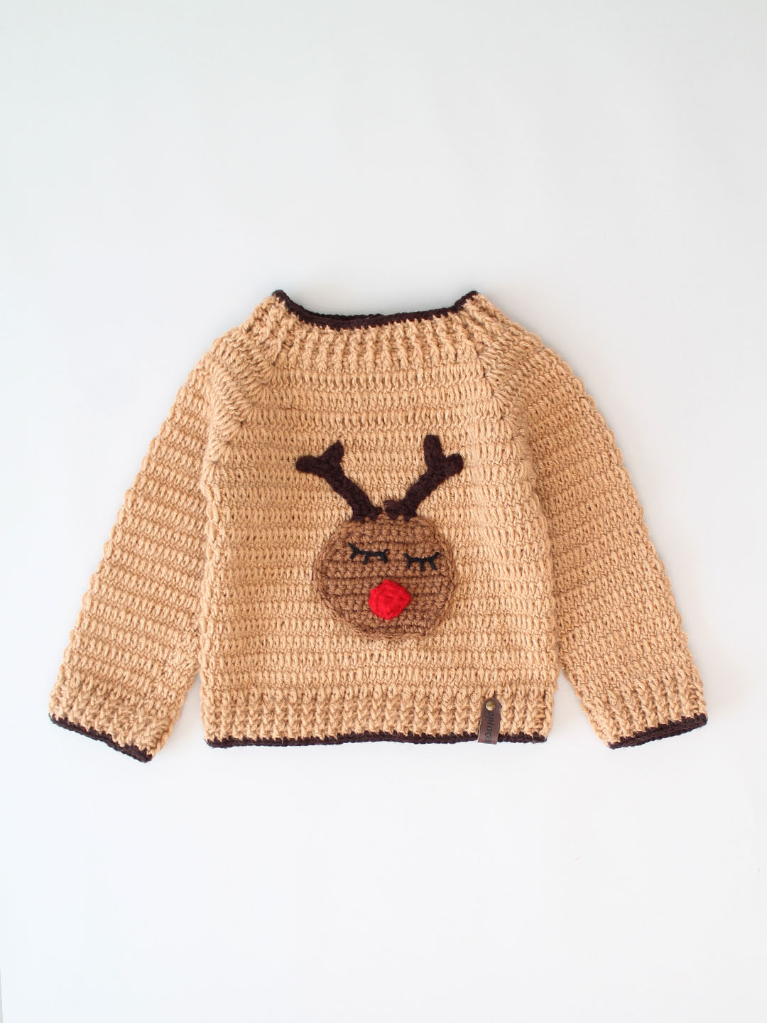 Reindeer Face Sweater & Pants Set with Cap & Boots - Beige