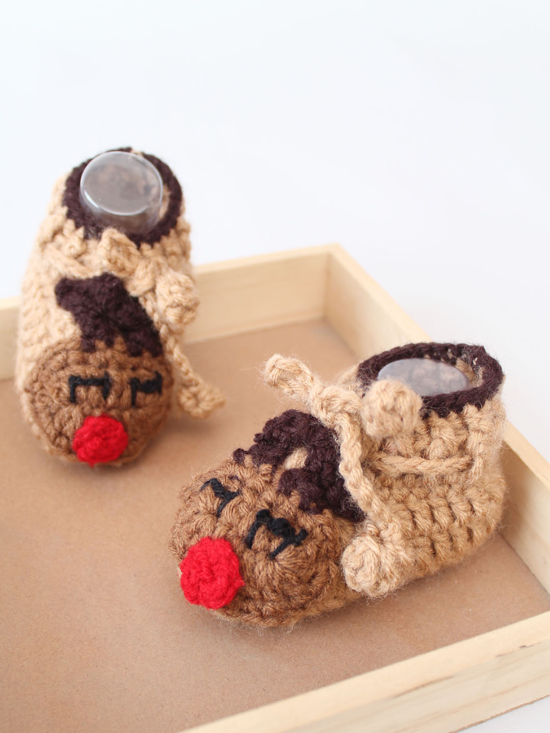 Reindeer Face Sweater & Pants Set with Cap & Boots - Beige