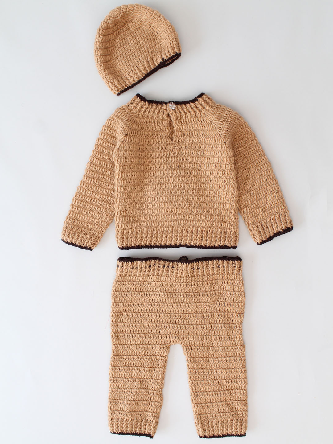 Reindeer Face Sweater & Pants Set with Cap & Boots - Beige