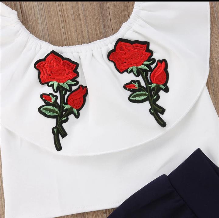 Rose Aplique Top and Trousser