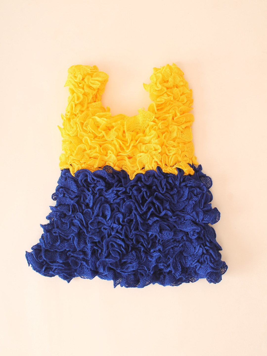 Ruffled Dual Color Winterwear Baby Girl Dress- Navy Blue