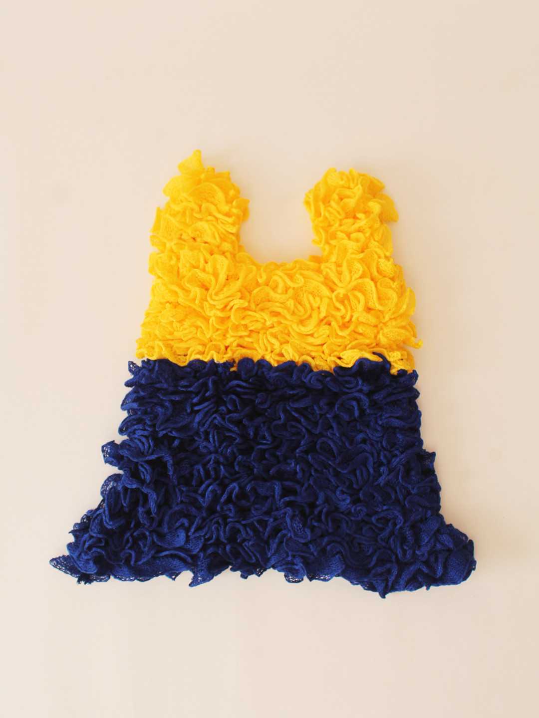 Ruffled Dual Color Winterwear Baby Girl Dress- Navy Blue