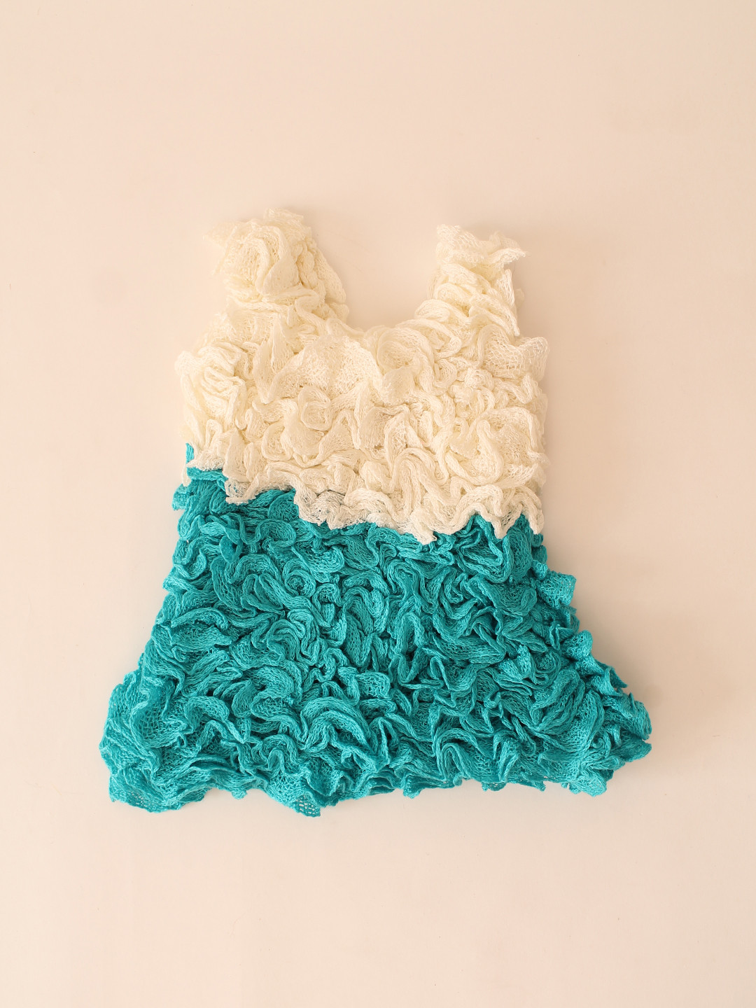 Ruffled Dual Color Winterwear Cinderella Dress - Sea Green