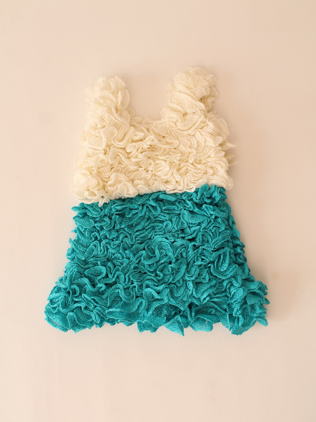Ruffled Dual Color Winterwear Cinderella Dress - Sea Green