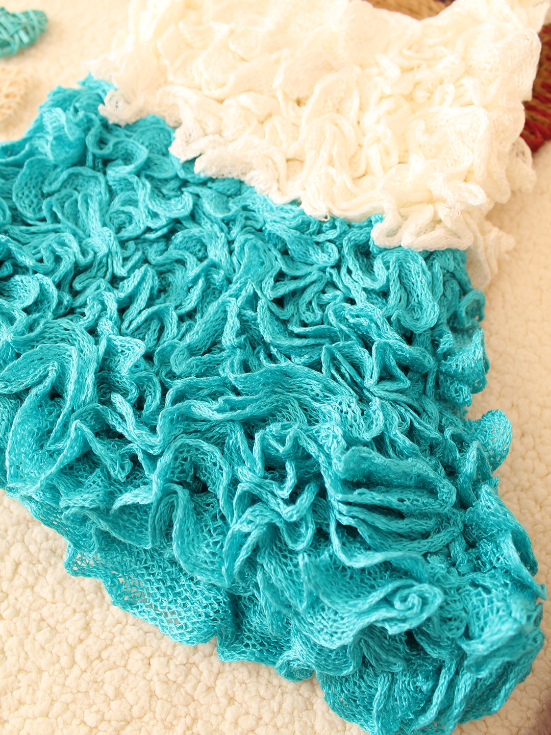 Ruffled Dual Color Winterwear Cinderella Dress - Sea Green