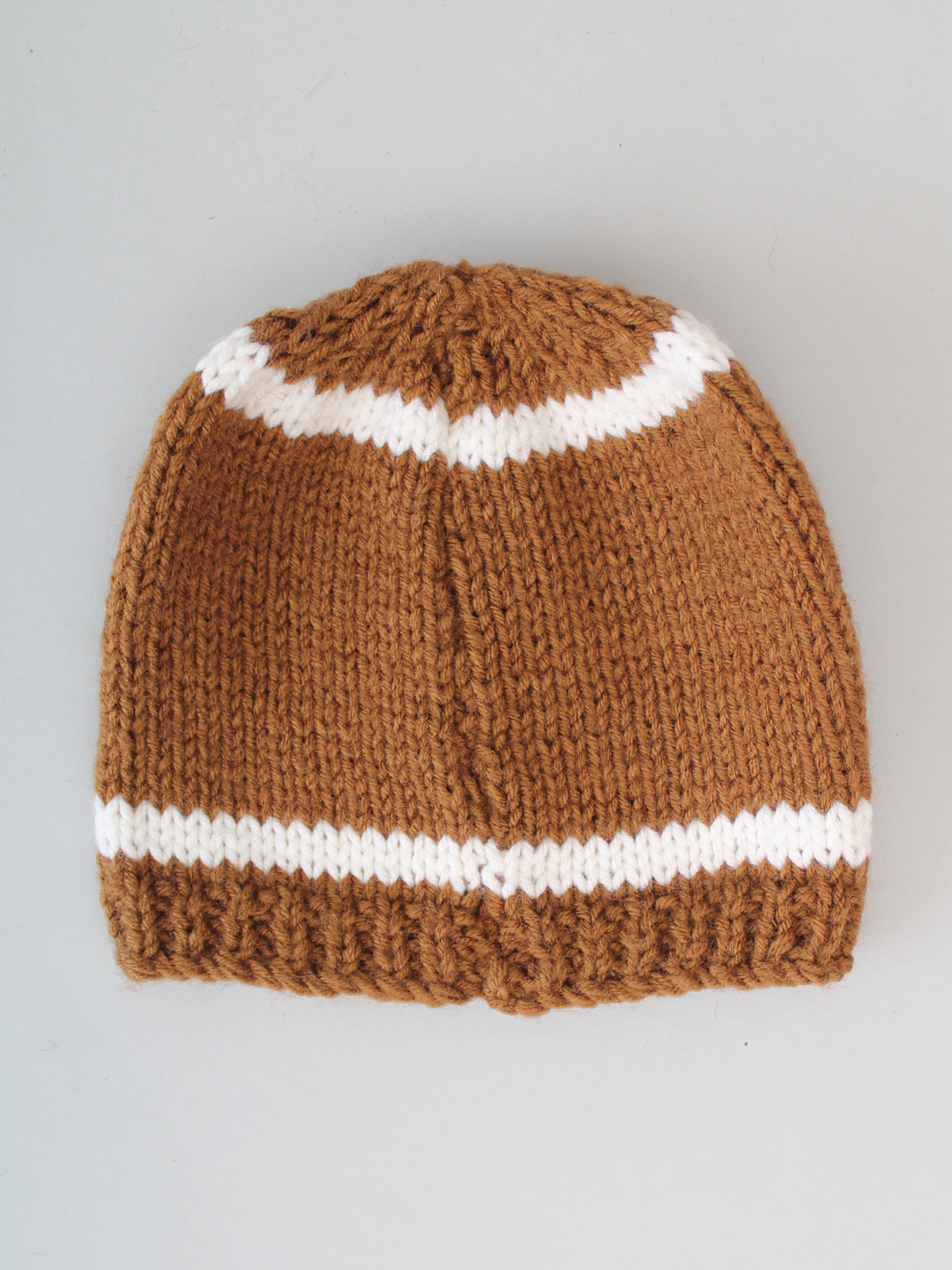 Rugby Ball Crochet Woolen Cap for Infants Brown
