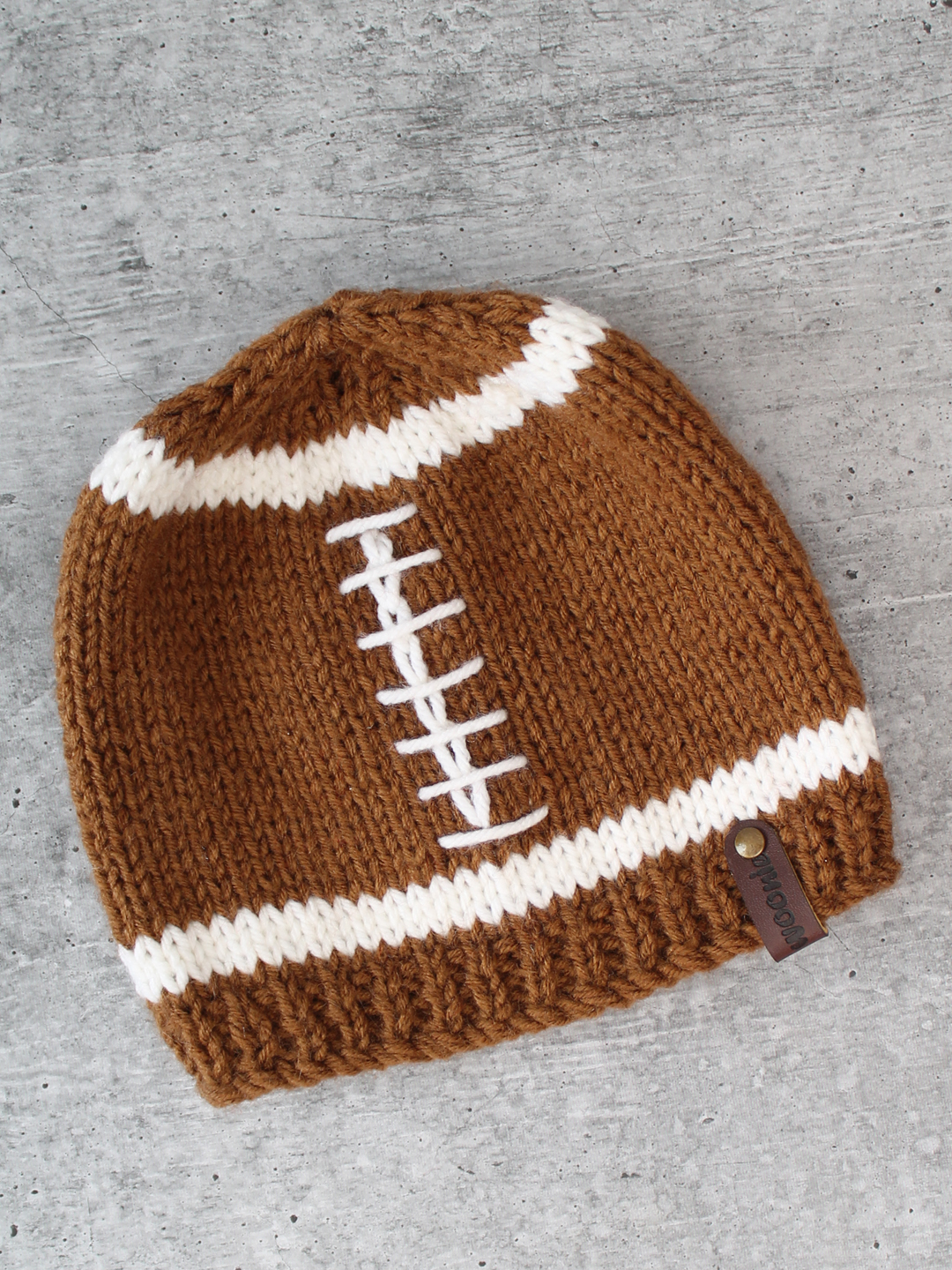 Rugby Ball Crochet Woolen Cap for Infants - Brown