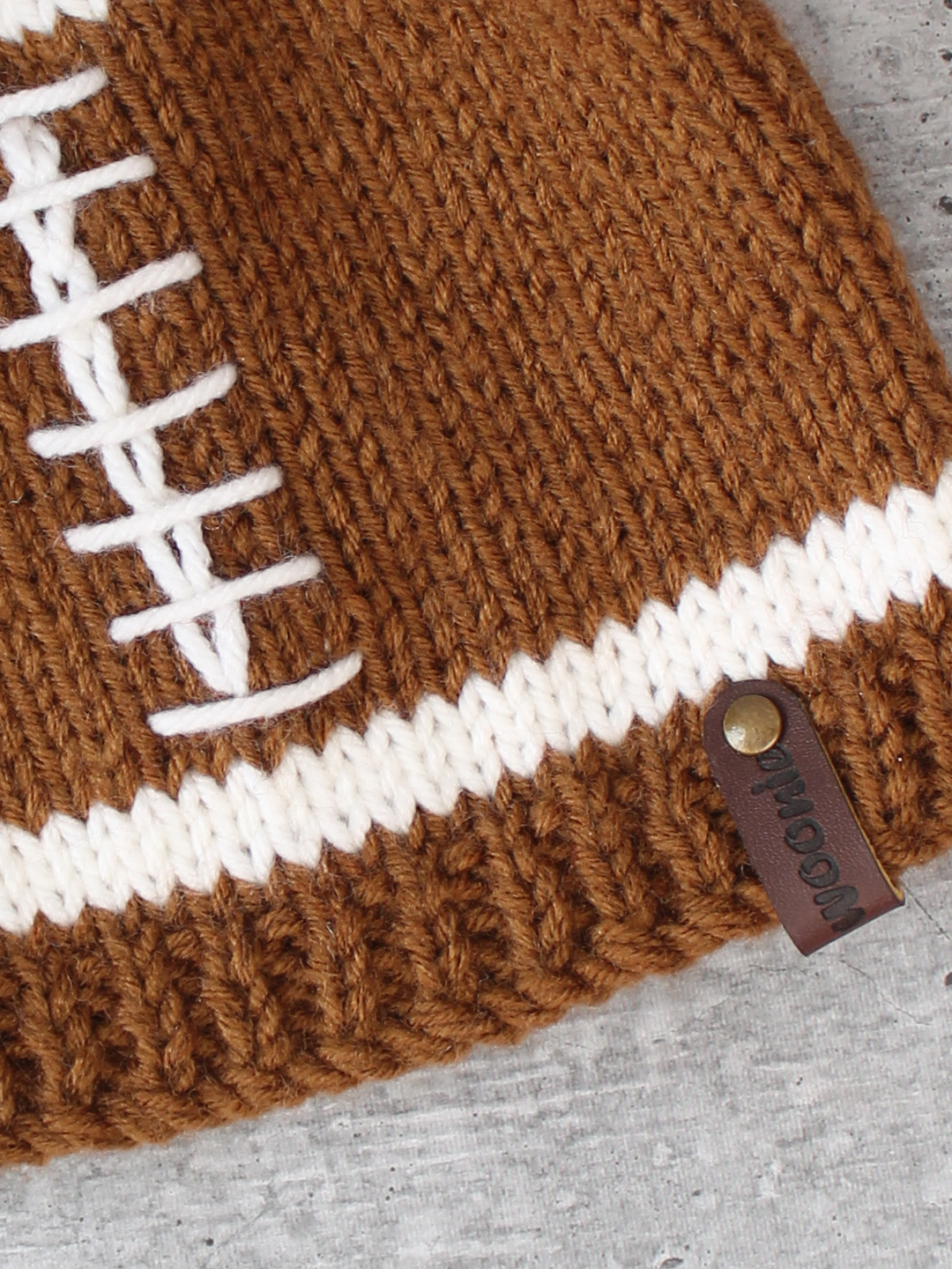 Rugby Ball Crochet Woolen Cap for Infants - Brown