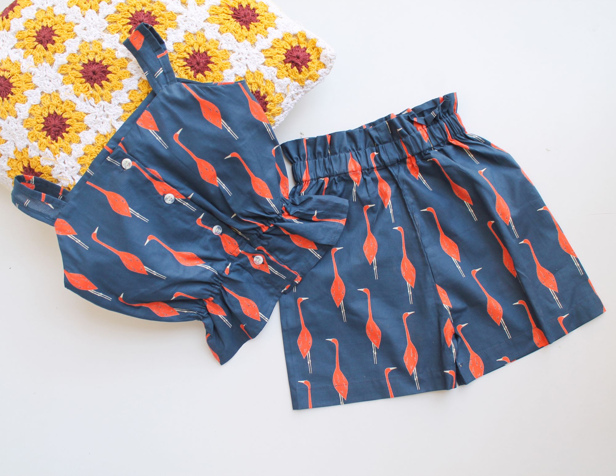 Swan Print Cotton Summer Set for Girls
