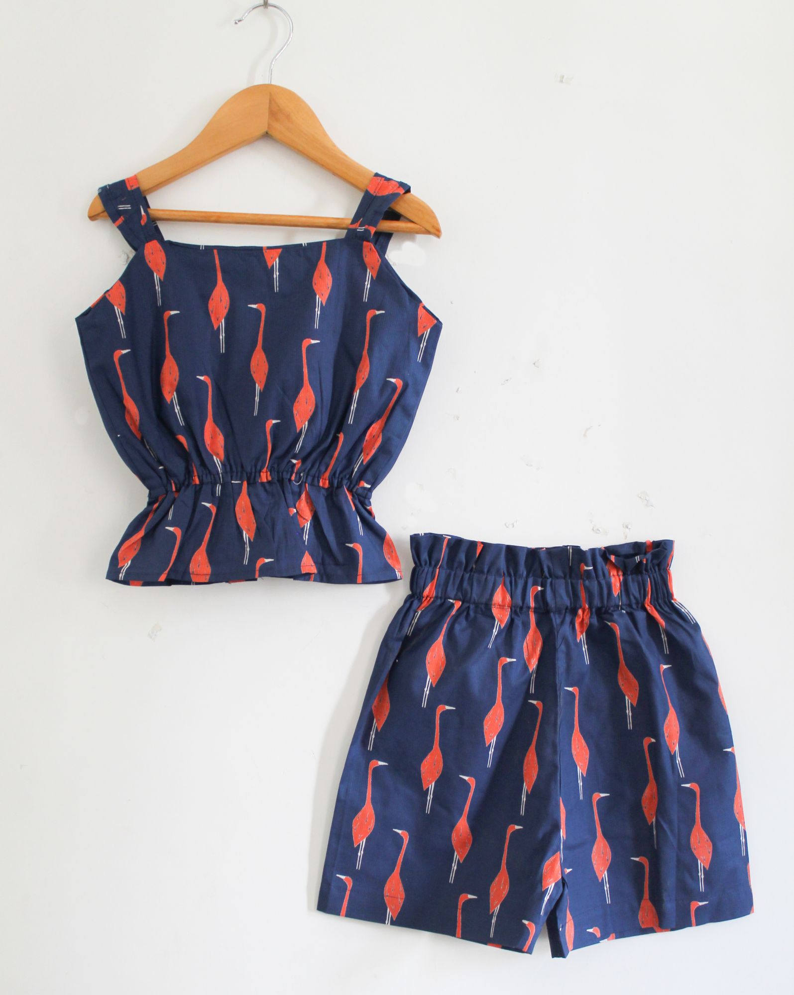 Swan Print Cotton Summer Set for Girls