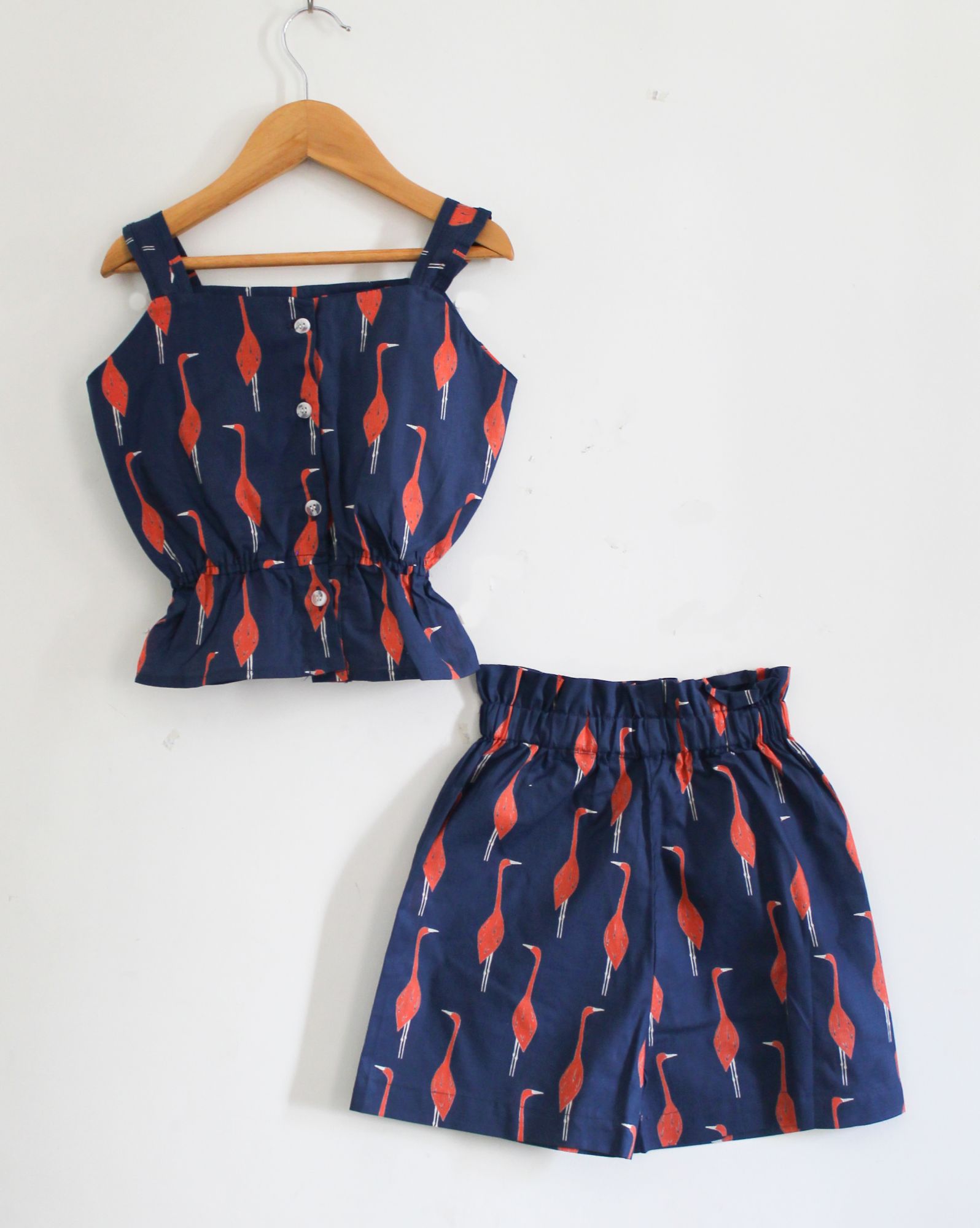 Swan Print Cotton Summer Set for Girls
